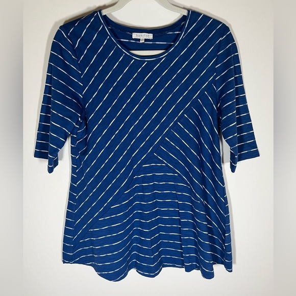Habitat bright blue white striped swing top sz XS outdoor comfy relaxed - Picture 1 of 9